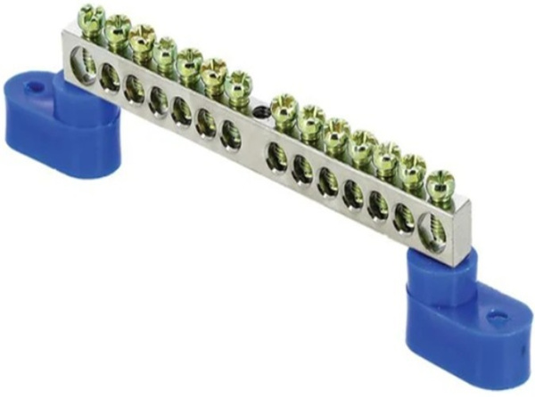 Изображение товара Шина EKF sn1-63-14-2 для заземления и нулевых проводников 14 отверстий