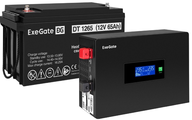 

Комплект Exegate IdealSine SR-600.LCD.2SH EX297389RUS ИБП EX295992RUS + батарея 65Aч EX282980RUS 1шт (инвертор, синус, для котла, PF=1, настенный) 600, IdealSine SR-600.LCD.2SH