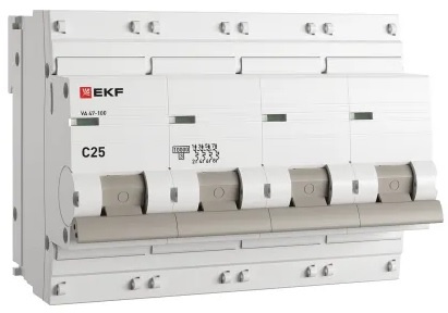 Изображение товара Автоматический выключатель EKF mcb47100-4-25C-pro 25 А 4P серия PROxima