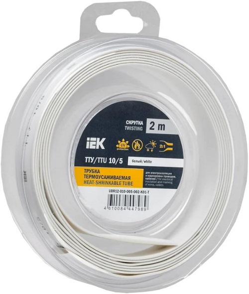 

Трубка термоусадочная IEK UDR12-010-005-002-K01-T ТТУ нг-LS 10/5 белая (2м/упак), UDR12-010-005-002-K01-T
