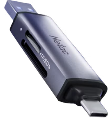 

Карт-ридер Netac NT09WK13-30GR SD, microSD, интерфейс USB 3.2 Gen1 (5 Гбит/с), цвет серый, NT09WK13-30GR