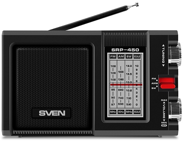 

Радиоприемник Sven SRP-450 SV-017149 черная, 3Вт, FM/AM/SW, SRP-450