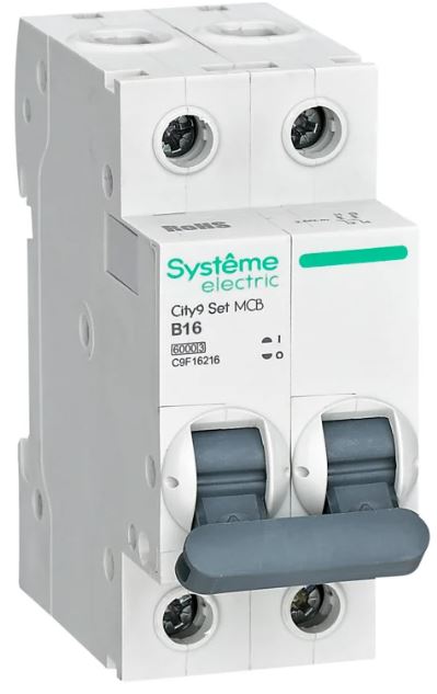 

Автоматический выключатель Systeme Electric C9F16216 City9 Set B 16А 2P 6kA 230В, C9F16216