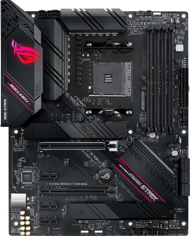 

Материнская плата ATX ASUS ROG STRIX B550-F GAMING (AM4, AMD B550, 4*DDR4(5100), 6*SATA 6G RAID, 3*M.2, 5*PCIE, 7.1CH, 2.5Glan, 8*USB 3.2/USB Type-C,, ROG STRIX B550-F GAMING