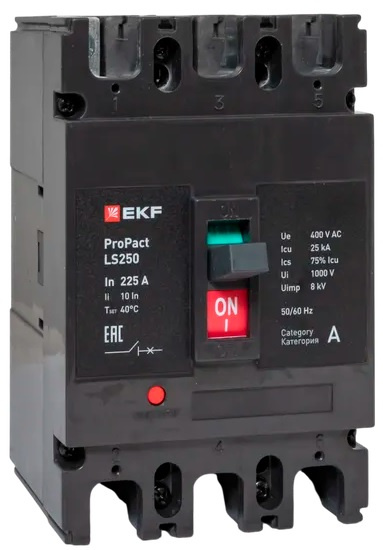 Изображение товара Автоматический выключатель EKF MCCB-250-25-3-225-LS 250А в литом корпусе