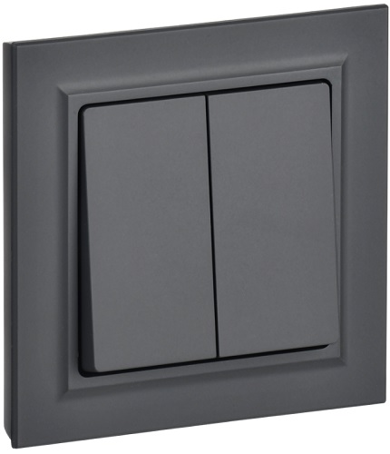 

Выключатель двухклавишный в сборе IEK BR-V20-0-10-K53-F BRITE 10А ВСР10-2-0-БрГ Графит, BR-V20-0-10-K53-F