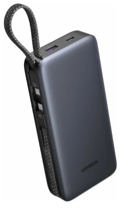 

Аккумулятор внешний UGREEN PB528 55985B со встроенным кабелем 30W Power Bank 20000mAh with Built-in Cable. Цвет: серый космос, PB528