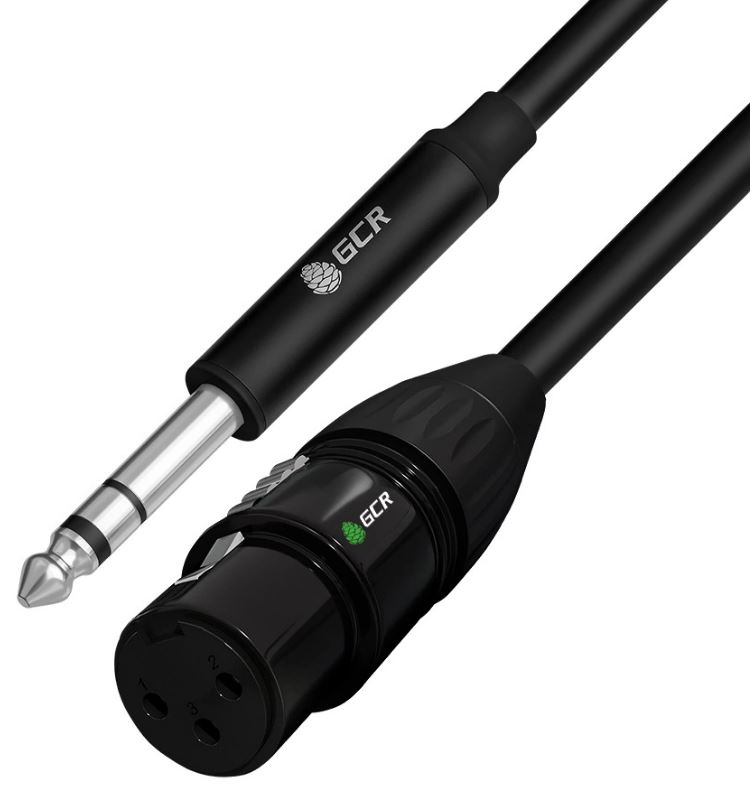 

Кабель микрофонный GCR GCR-53438 3.0m, stereo jack 6,35mm / XLR, M/F, черный, AL case черный, GCR-53438