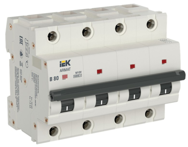 Изображение товара Автоматический выключатель IEK AR-M10H-4-B080 10А 4-полюса защиты цепи