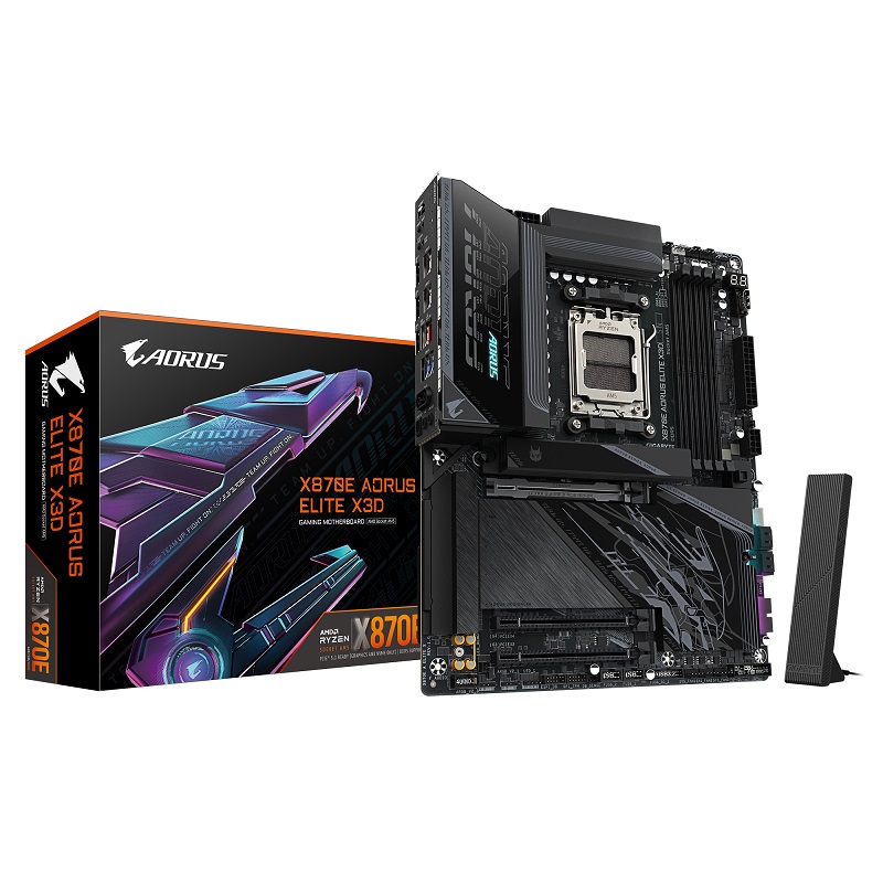 

Материнская плата ATX GIGABYTE X870E AORUS ELITE X3D (AM5, AMD X870E, 4*DDR5 (9000), 3*PCIe, 4*M.2, 4*SATA, WiFi, BT, 2*USB 4, 9*USB 3.2, HDMI), X870E AORUS ELITE X3D
