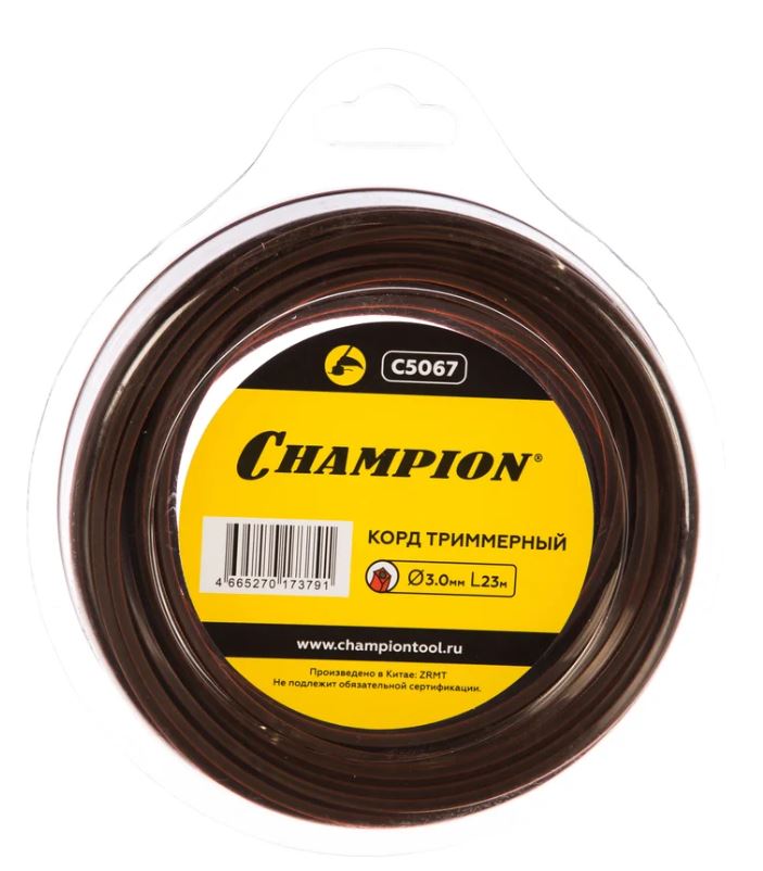 

Корд CHAMPION C5067 триммерный Nylplus Square 3,0мм*23м (квадрат), C5067