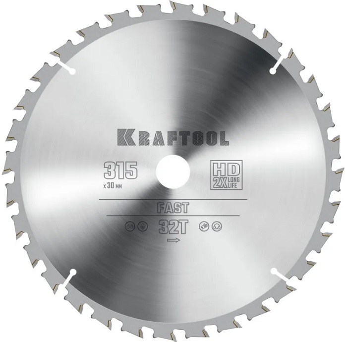 

Диск пильный Kraftool Fast 36950-315-30 Kraftool по дереву 315x30мм. 32т, Fast