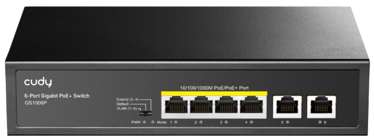 

Коммутатор неуправляемый Cudy GS1006P (L2) 6x1Гбит/с 4PoE 65W, GS1006P