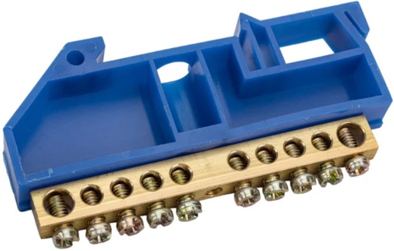 

Шина Rexant 11-2341 «N» нулевая с синим изолятором на DIN-рейку 6x9 мм стойка бол. 10 групп, 11-2341