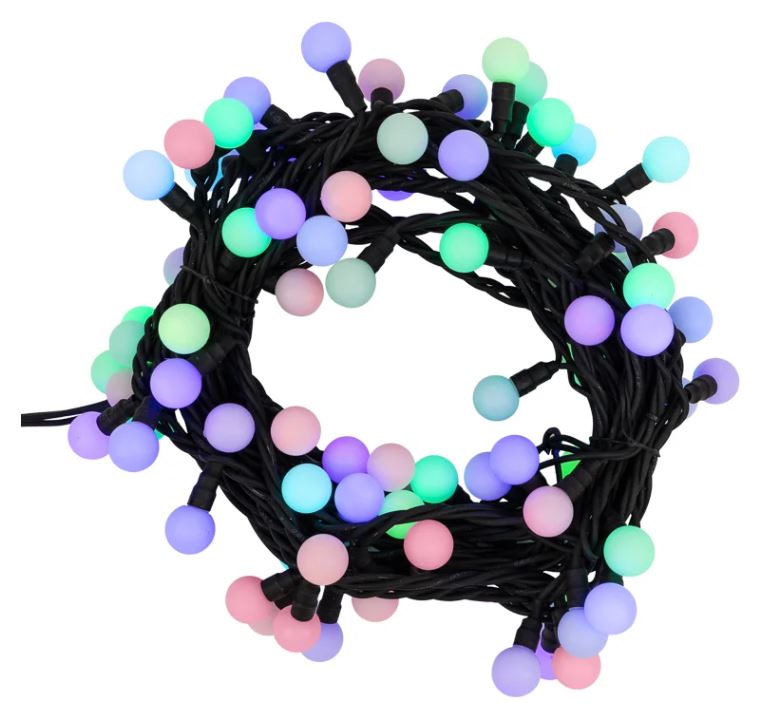 

Гирлянда NEON-NIGHT 303-679 мультишарики 17,5мм 10м 80 LED RGB черный каучук IP67 быстрая смена цвета 230В, 303-679