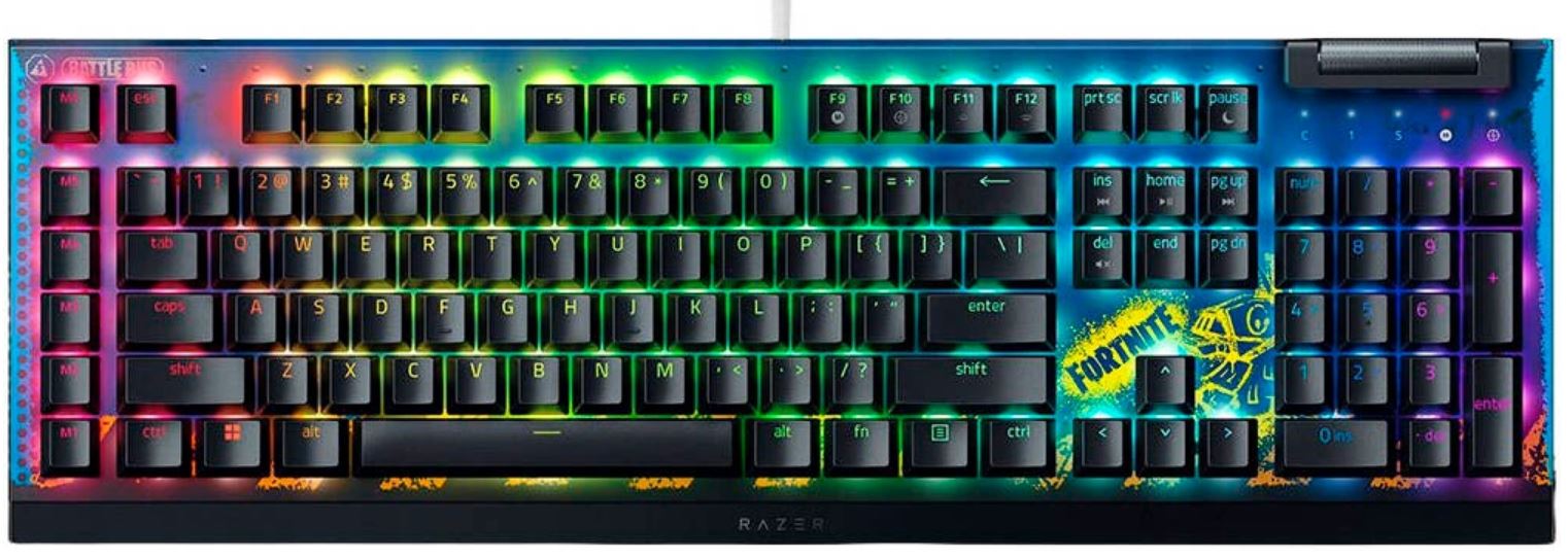 

Клавиатура Razer BlackWidow V4 X RZ03-04703600-R3M1 (Yellow Switch) Gaming keyboard - Fortnite Ed., BlackWidow V4 X