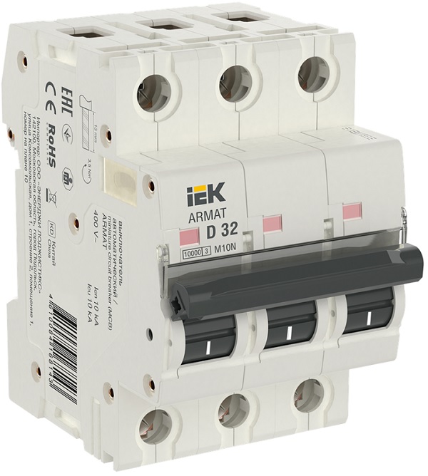 

Автоматический выключатель IEK AR-M10N-3-D032 ARMAT M10N 3P D 32А, AR-M10N-3-D032