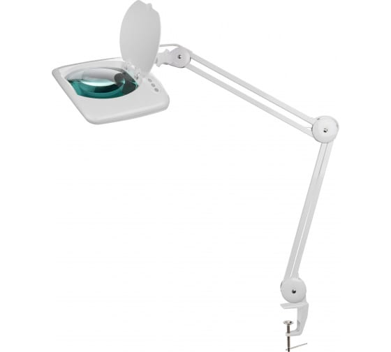 

Лупа Rexant 31-0513 на струбцине квадратная настольная 5Х с подсветкой 108 LED, белая, 31-0513