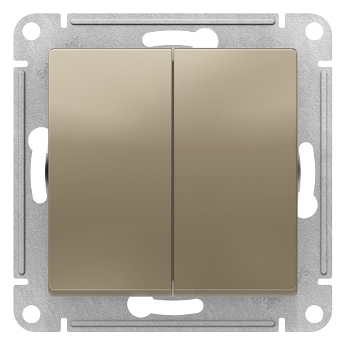 

Выключатель Schneider Electric ATN000551 AtlasDesign, 2-клавишный, сх.5, 10АХ, механизм, шампань, ATN000551