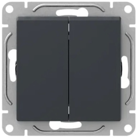Изображение товара Выключатель двухклавишный EKF UP1-SWG-25 графит