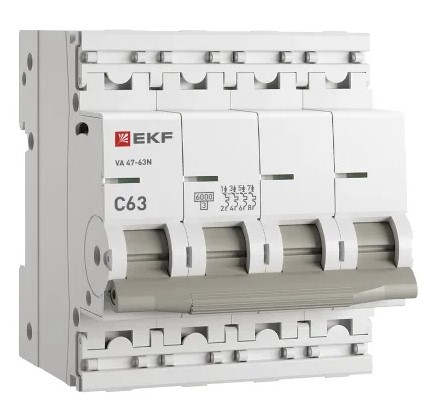 

Автоматический выключатель EKF M636463C 4P 63А (C) 6кА ВА 47-63N PROxima, M636463C