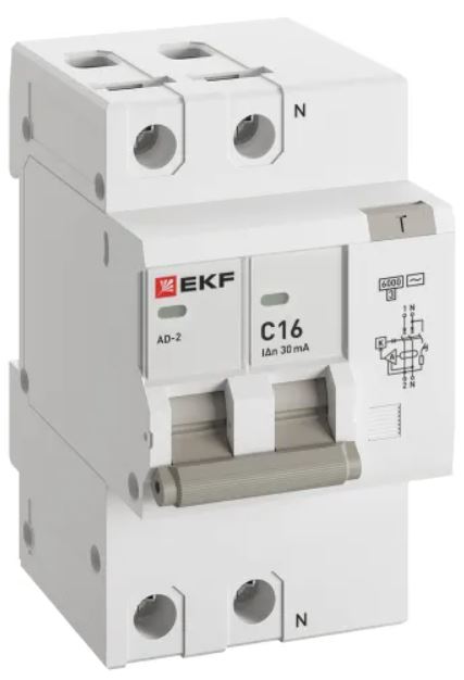 

Автомат дифференциальный EKF DA2-6-16-30-pro АД-2 2Р 16А характеристика C 30мА тип АС электронный 6кА PROXIMA, DA2-6-16-30-pro