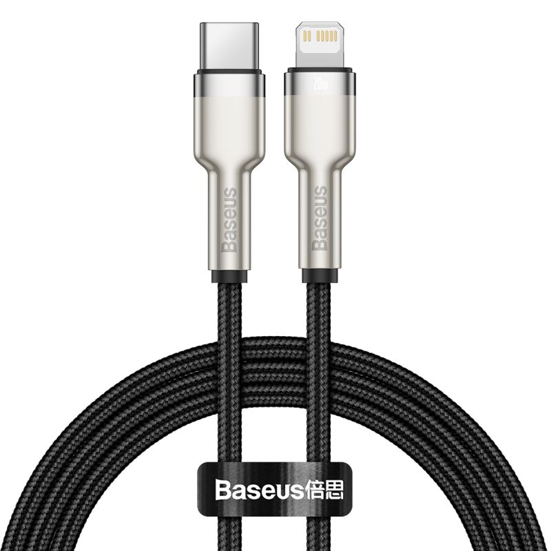 

Кабель Baseus CATLJK-A01 Type-C - Lightning 20W 1m; PD 20W (для iPhone 12 серии), PD 18W (для iPhone 8-11 серии), цинковый сплав + нейлоновая оплётка,, CATLJK-A01