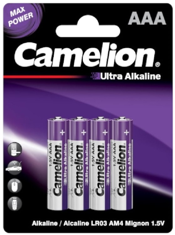 

Батарейка Camelion Ultra LR03 BL-4 CAMELION 14985 (LR03-BP4UT, мизинчиковая батарейка ААА 1.5В) (упак. 4 шт.), Ultra LR03 BL-4