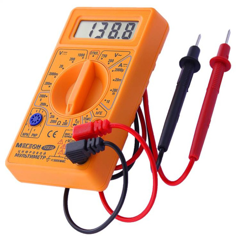 Изображение товара Мультиметр МЕГЕОН 12838 цифровой многофункциональный с подсветкой и диод-тестом