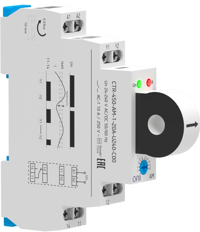 

Реле контроля тока ONI CTR-450-AM-1-20A-U240-C00 AM 2А-20А 1 контакт 24-240В AC/24В DC, CTR-450-AM-1-20A-U240-C00