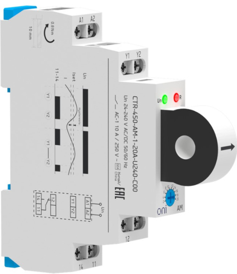 Изображение товара Реле контроля тока ONI CTR-450-AM-1-20A-U240-C00 однофазное 8А AC/DC