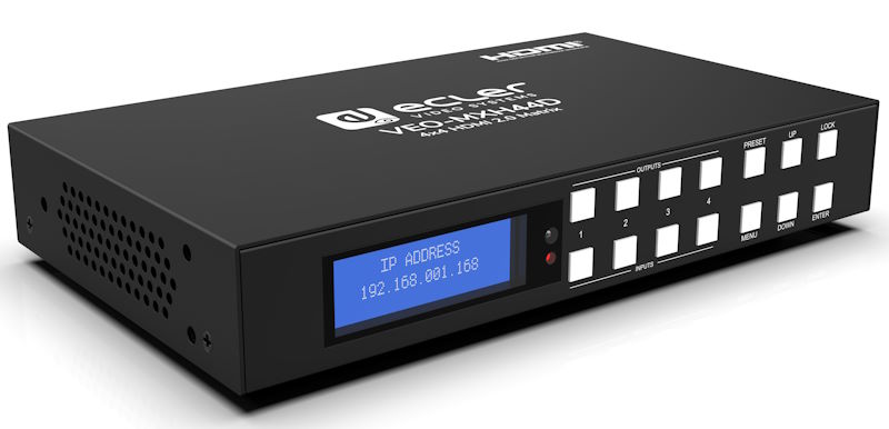 

Коммутатор Ecler VEO-MXH44D матричный 4х4 сигналов HDMI 2.0 с HDR и выходами стереоаудио, VEO-MXH44D