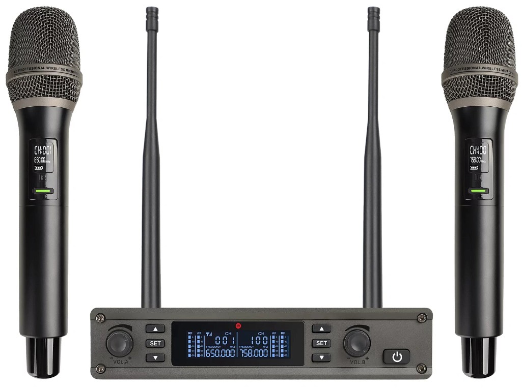 

Микрофонная система Axelvox DX800HT UHF 650 - 758 MHz, цифровая модуляция, LCD дисплей, DSP, ручной микрофон - 2 шт, DX800HT