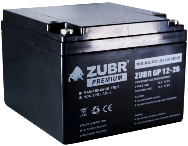 Изображение товара Аккумулятор ZUBR GP12-26NPP 12В 26Ач для ИБП и систем безопасности