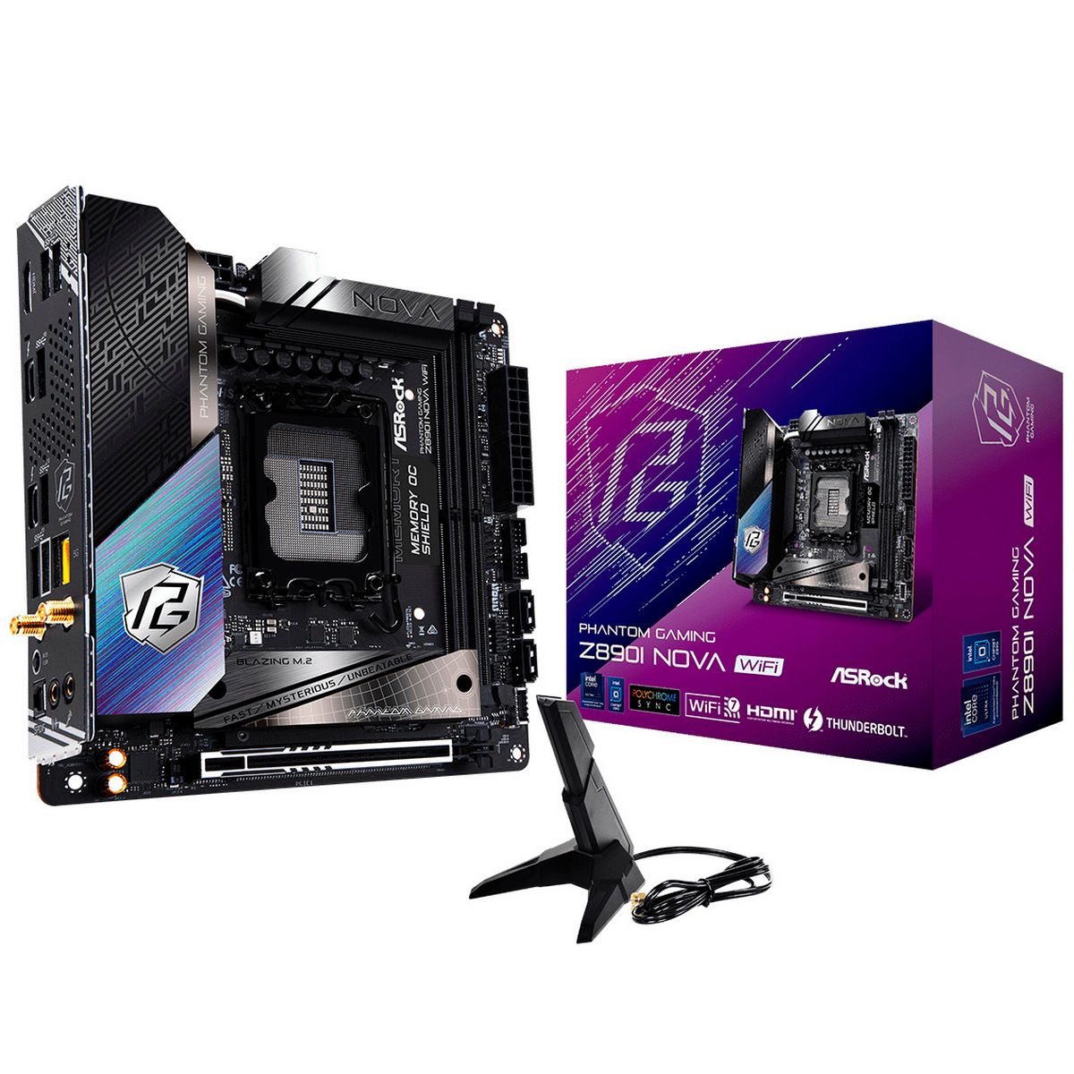 

Материнская плата mini-ITX ASRock Z890I NOVA WIFI (LGA1851, Z890, 2*DDR5, PCIe, 3*M.2, 2*SATA, WiFi, BT, 6*USB 3.2, HDMI, 2*Thunderbolt), Z890I NOVA WIFI