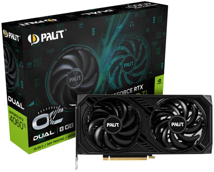 

Видеокарта PCI-E Palit GeForce RTX 4060 Ti Dual (NE6406TT19P1-1060D) 8GB GDDR6 128bit 5nm 2310/18000MHz HDMI/3*DP, GeForce RTX 4060 Ti Dual (NE6406TT19P1-1060D)