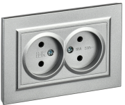 фото Розетка двухместная без заземления в сборе  IEK BR-R20-10-K47-F