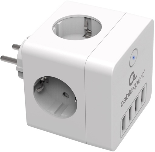 фото Сетевой фильтр  Cablexpert CUBE-4-U4-W