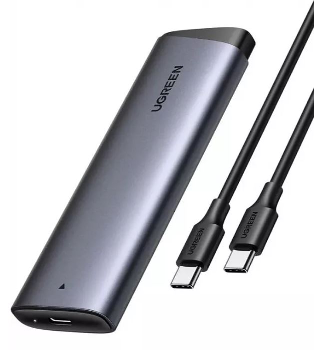 

Бокс UGREEN CM767 35267_ внешний для жесткого диска M.2 NVME Hard Drive 10Gbps с кабелем USB-C-USB-C. Цвет: серый, CM767