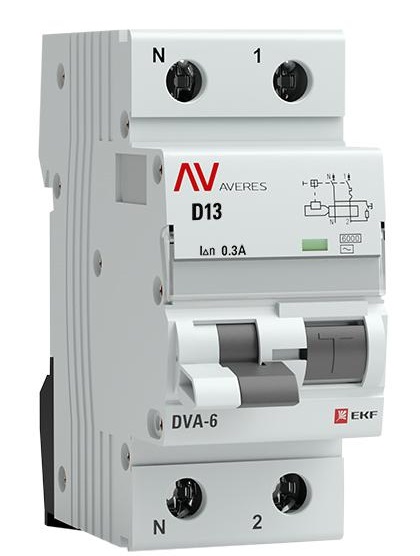 

Автомат дифференциальный EKF rcbo6-1pn-13D-300-ac-av DVA-6 1P+N 13А (D) 300мА (AC) 6кА AVERES, rcbo6-1pn-13D-300-ac-av