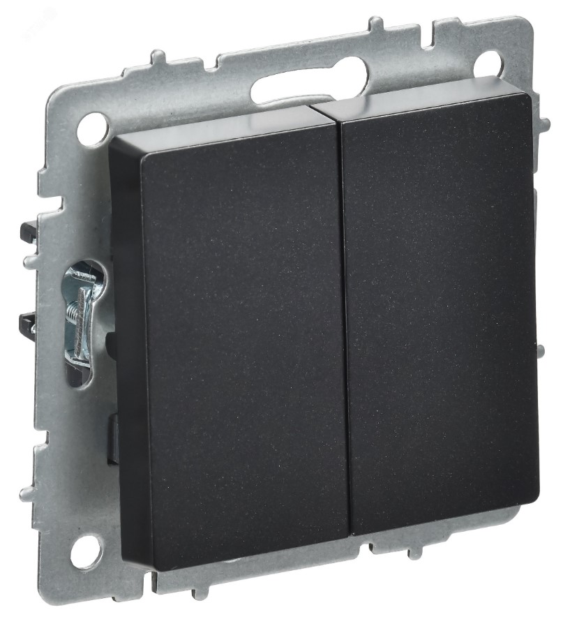 

Переключатель перекрестный IEK BR-V23-0-10-K02 BRITE 2-клавишный 10А ВС10-2-3-БрЧ черный, BR-V23-0-10-K02