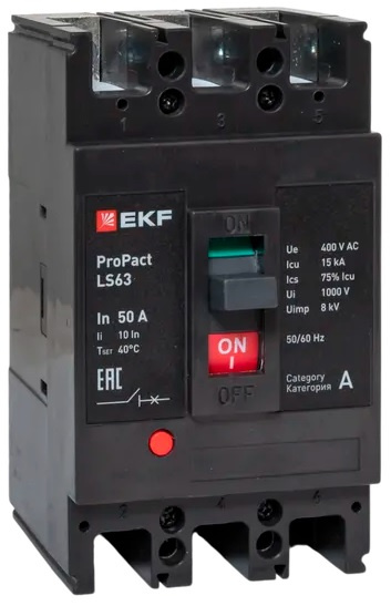 Изображение товара Автоматический выключатель в литом корпусе EKF mccb-63-15-3-50-ls