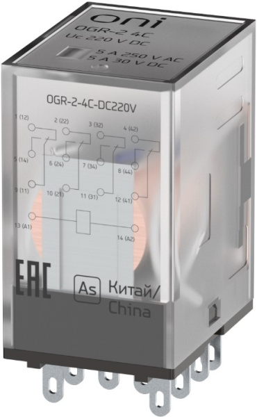 Изображение товара Реле промежуточное ONI OGR-2-4C-DC220V для автоматизации и управления
