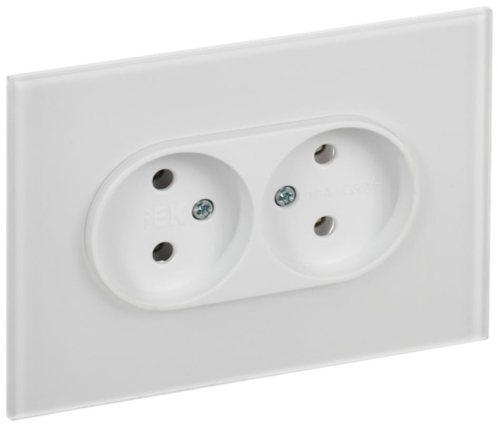 Изображение товара Двухместная розетка без заземления IEK SK-R20-10-K01