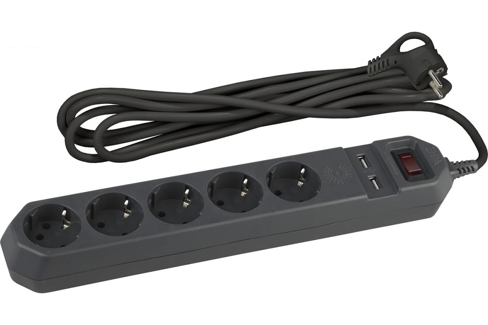 

Сетевой фильтр ЭРА Б0019036 USF-5es-1.5m-USB-B черный базовая защита, с/з, с выкл, 5гн+2USB, 1,5м, ПВС, 10А, Б0019036