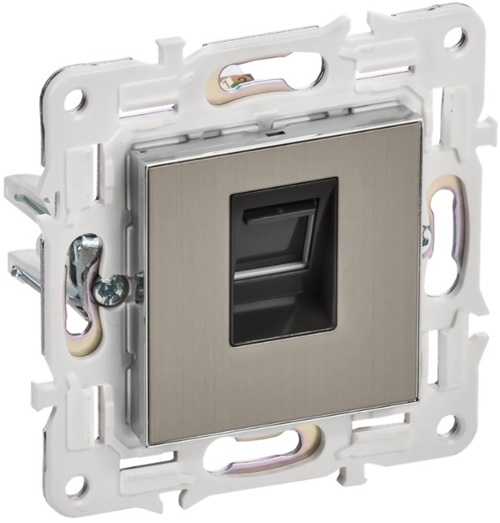 

Розетка компьютерная IEK SK-K10-1-K50 SKANDY RJ45 кат.5E SK-K01N металл никель, SK-K10-1-K50