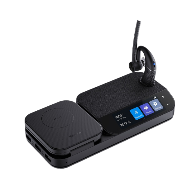 

Гарнитура беспроводная Yealink BH71 Workstation BT, шумоподавление, зарядка Qi, дисплей 3'', USB-хаб, BH71 Workstation