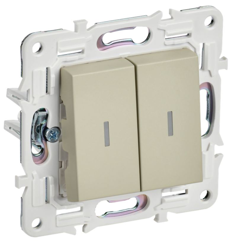 

Выключатель двухклавишный с подсветкой IEK SK-V20-1-10-K10 SKANDY 10А SK-V09B Бежевый, SK-V20-1-10-K10