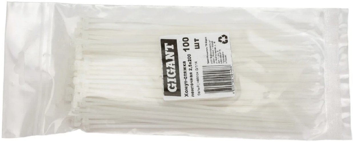 

Хомут KRONUS KRS-05-0002 стяжка нейлоновый 2,5х200 белый (100шт./уп.) (1/300), KRS-05-0002