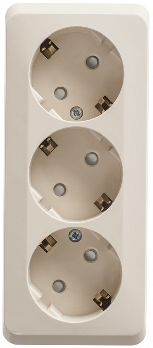 

Розетка Schneider Electric PA16-012K 3-ая с/з со шторками 16А 250B крем, PA16-012K